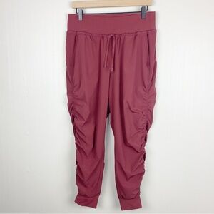 Athleta Pant Womens 8 Maple Red Attitude Lined Ruched Joggers‎ Pull On